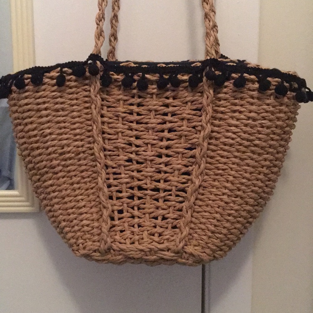 Zara Raffia Wicket Basket with Long Strap